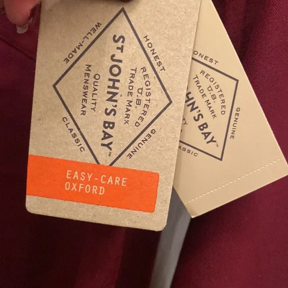 ST. JOHN’S BAY Mens Button Down Shirt Burgundy L Large $40 NWT lcsr - Picture 5 of 11